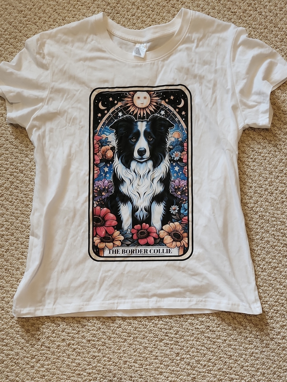 Border Collie Graphic Pet T-Shirt - White